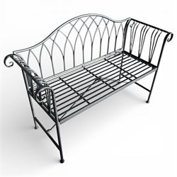 Black powder coated metal bench in a Victorian style
