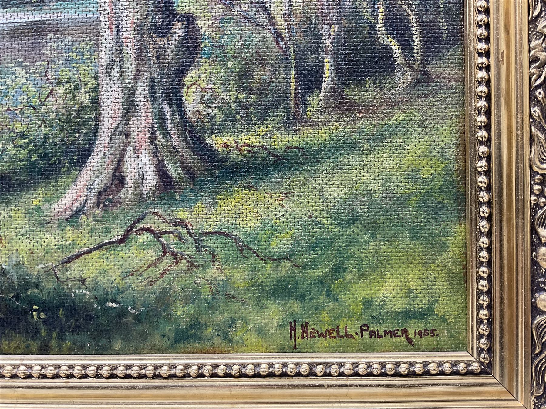 Herbert Newell 'Bert' Palmer (British 1900-1980): Rydal Water, oil on board signed and dated 1955  54cm x 68cm
Notes: better known as an actor, appearing in A Kind of Loving (1962), The Avengers (1961), Nearest and Dearest (1968), and Coronation Street, Bert Palmer was also an accomplished artist.