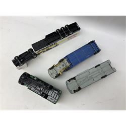 Corgi - eighteen unboxed and playworn/repainted die-cast commercial vehicles including Commer 5-Ton Wagon with drop-side trailer and two other 5-Ton wagons, Dodge Key Fargo, Jeep FC-150, two London Routemaster buses, Carrimore Trideck Transporter, two Carrimore Mark IV Transporters, Carrimore Low Loader, Ecurie Ecosse Racing Car Transporter etc (18)