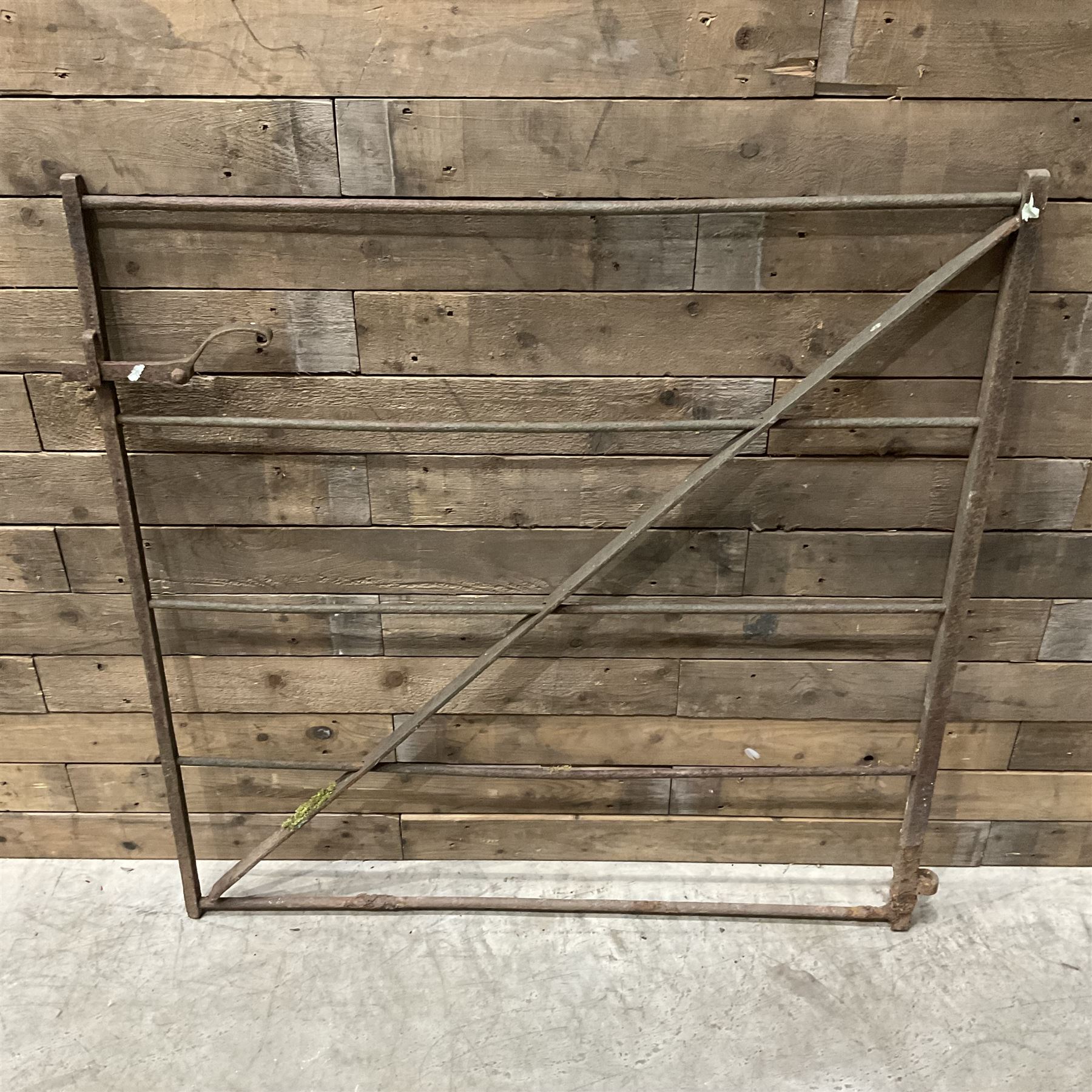 Large wrought metal country driveway or field gate (W324cm, H125cm)and a similar pedestrian gate (W110cm, H108cm)