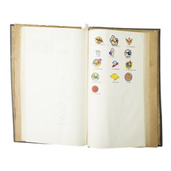 Folder containing a comprehensive collection of watercolours of WWII military emblems including U.S.Army Insignia, British Chevrons, Division Insignia, U.S. Army Divisions, Medals, Weapons etc with typed information, approximately sixty five pages with many illustrations  probably late 1940s/ early 1950s 