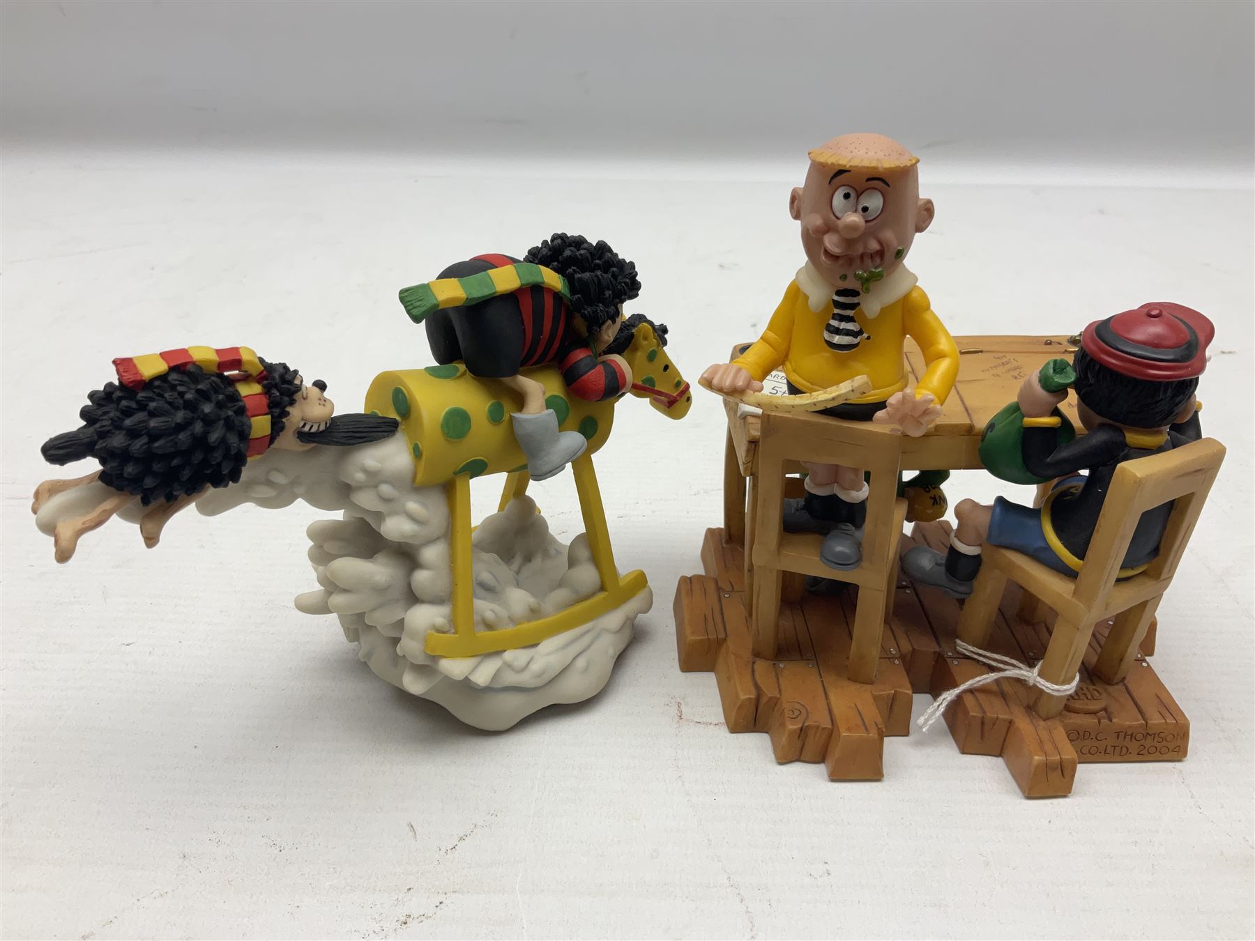 Seven limited edition Robert Harrop figures from the Beano Dandy collection, comprising The Beano Dandy Collection Bash Street Kids 50th Anniversary BSK50, Roger the Dodger's Dad You'd Better Be in There Roger!, two Desperate Dan Safe Cracker BDS13, The Beano Book Front Cover 1959 BDFC03, The Beano Book Front Cover 1973 BDFC01, some first editions, and Beano, Dandy Christmas 2013 The Beano Book 1975 The 10th Day of Christmas, no 137/200, BDCS13, all with boxes