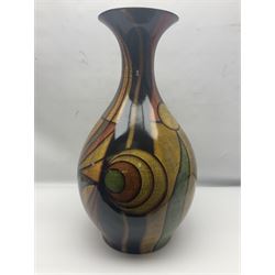 Large decorative floor vase, with a yellow and brown ground, H65cm