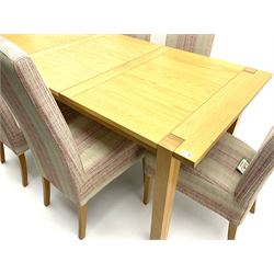 Marks & Spencer Home Sonama light oak extending dining table with leaf and six high back chairs with spare chairs fabric/curtains