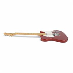 Two Richwood electric guitars, comprising Stratocaster style with cream body and Telecaster style with red metallic finish, L99cm