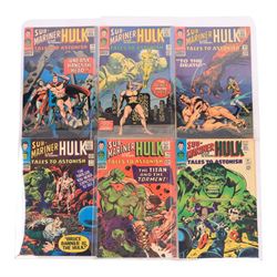 Forty Marvel Silver Age 'Tales to Astonish' comic books, featuring The Incredible Hulk, Giant Man and Sub-Mariner, spanning years 1964-1968, comprising issues #62-#69 and #71-#101