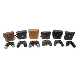 Six cased pairs of binoculars, to includ