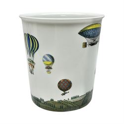  Rosenthal Fornasetti montgolfiere pattern oval vase, decorated with hot air balloons, H20cm