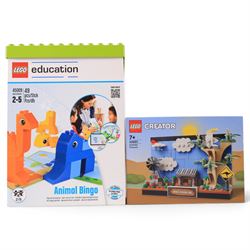 Six Lego sets, comprising Lego Education Animal Bingo no. 45009, Magical Maze no. 40596, Creator 3 in 1 no. 31122, Creative Personalities Hans Christian Andersen no. 40291, Creator Australia Postcard no. 40651 and Creator New York Postcard no. 40519, all boxed
