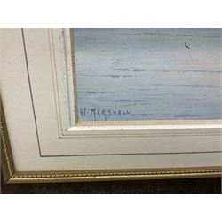 W. Marshall (20th century) - Town Dock Hull; watercolour; gilt frame; two Amy Johnson enamelled brooches as aircraft and Amy Johnson medallion; and quantity of books and booklets of Hull interest