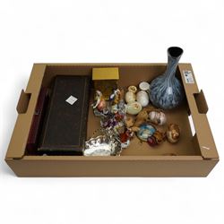 Set of six Sitzendorf and similar figures , two boxes of cutlery, including fish knives an...