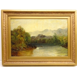  Mountain Landscape, 19th century oil on canvas indistinctly signed 50cm x 75cm  