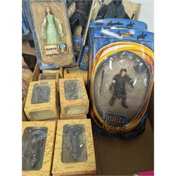 Lord of the Rings action figures, including Toy Biz Gimli, Ring Wraith, Frodo, Treebeard, Deluxe Beast and Rider set, etc and Eaglemoss collectors models, some with magazines, in two boxes