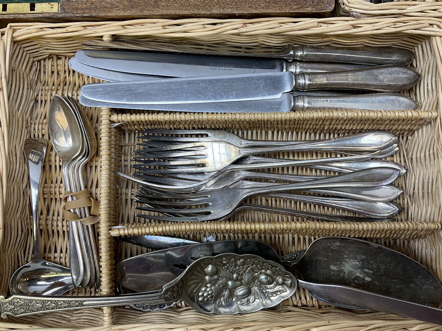 20th century Joseph Elliot & Sons cased canteen of cutlery together with other cutlery to include silver-plate examples