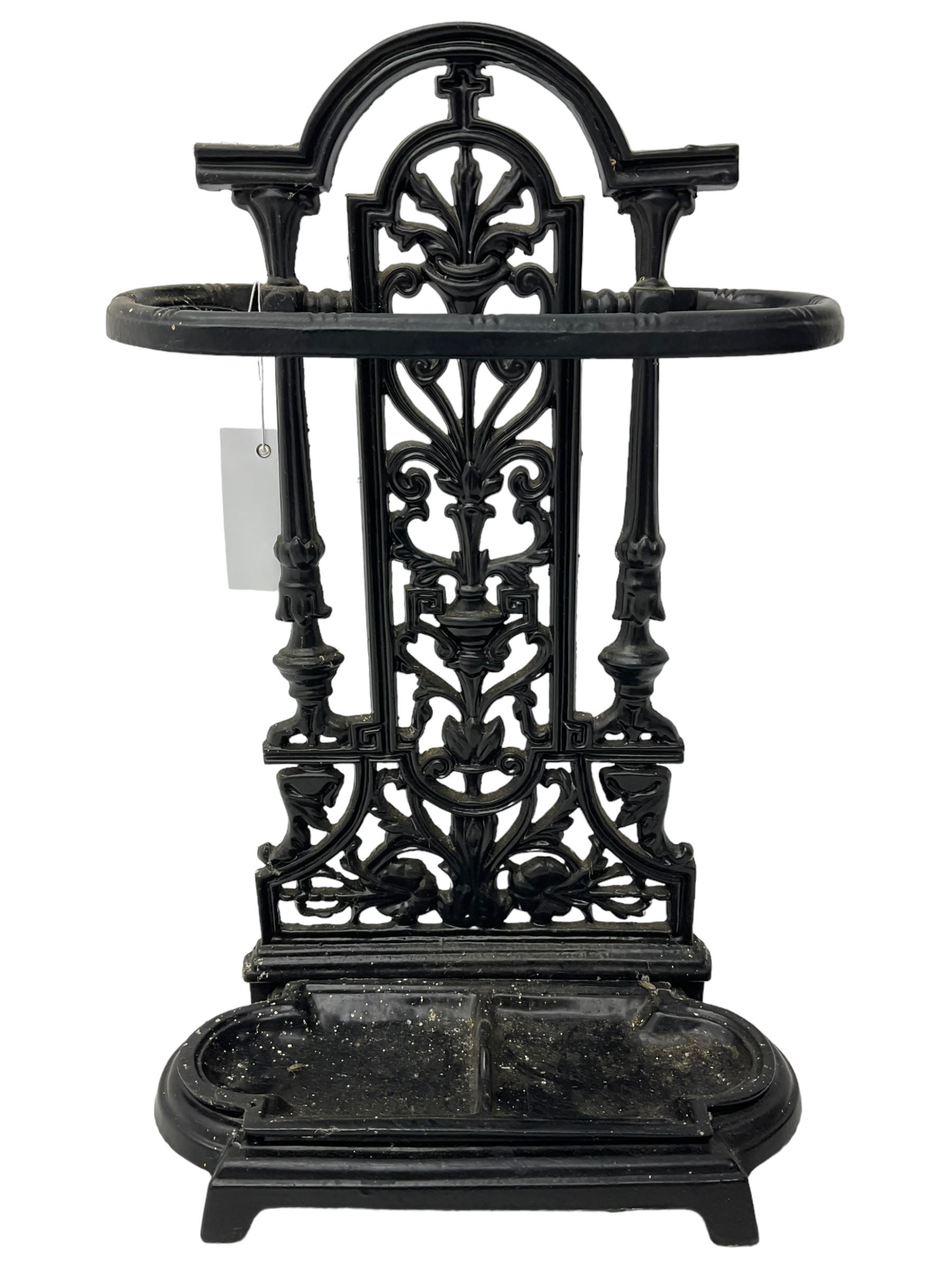 Victorian design black painted cast iron stick stand