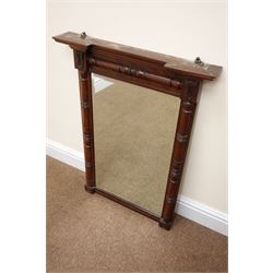 Regency mahogany pier glass mirror, upright plate with moulded cornice and split baluster turned mouldings, acanthus carved mounts, 76cm x 56cm