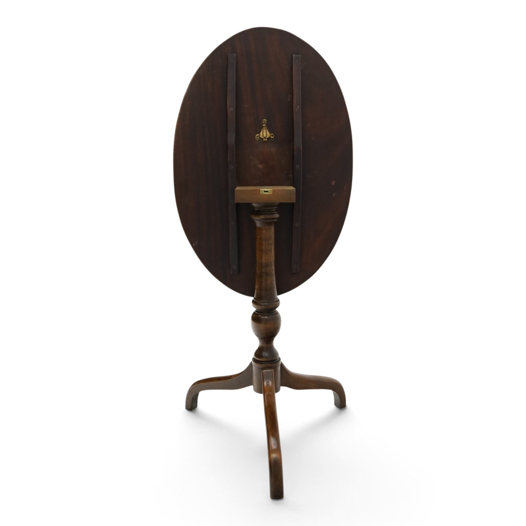 Georgian design mahogany and stained beech oval tilt-top tripod table