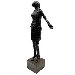 Ray Lonsdale (Northern British 1965-): 'The Ballad of Youths Farewell', steel statuette signed titled and dated 2010 to the base, H37cm including base 
Notes: originally a steel fabricator from Durham, sculpture had always been Ray’s passion, and after winning The People’s Award within the Hanging Jury Competition in Newcastle 2003, he now works as an artist full-time. He is best known for his large-scale public sculptures, such as 'Freddie Gilroy and the Belsen Stragglers' on Scarborough North Bay, 'The Tunney' on Scarborough Pier, 'The Smugglers Apprentice' on Merchants Row, and 'A High Tide in Short Wellies' on the Coble Landing Filey.