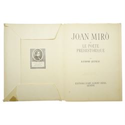 After Joan Miró (Spanish (Catalan) 1893-1983): 'Le Poète Préhistorique', folio containing colour plates pub. by Éditions d’Art Albert Skira, Geneva, circa 1950, from the portfolio 'Les Trésors de la Peinture Française' includes text by Raymond Queneau, deluxe art book with tipped-in colour reproductions 

