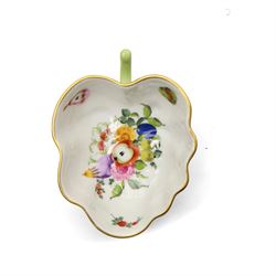 Herend porcelain Tete a Tete decorated with sprays of Spring flowers and scattered leaves etc comprising cabaret tray, two cups and saucers, tea pot, leaf shape bowl and milk jug, some pieces marked Pek Jozsefine