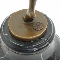 After Ferdinand Preiss (German 1882-1943): 'Con Brio', bronze figure bearing signature and with foundry mark, on black veined marble base, H38cm 