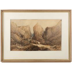 Paul Marny (French/British 1829-1914): Rocky Coastline, watercolour signed 35cm x 57cm