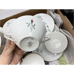 Royal Worcester Evesham pattern teawares, Noritake part tea service decorated in the 'Progression Blue Haven' pattern, together with Seltmann Weiden Bavaria tea and dinner wares, and two blue and white platters