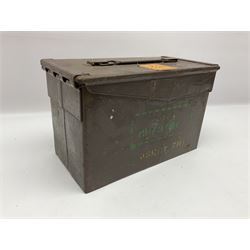 Miscellaneous shooting accessories - W.J. Bowman & Sons clay pigeon launcher; two leather cartridge belts; three cartridge bags; two canvas/leather game bags; and two metal/wooden cartridge boxes