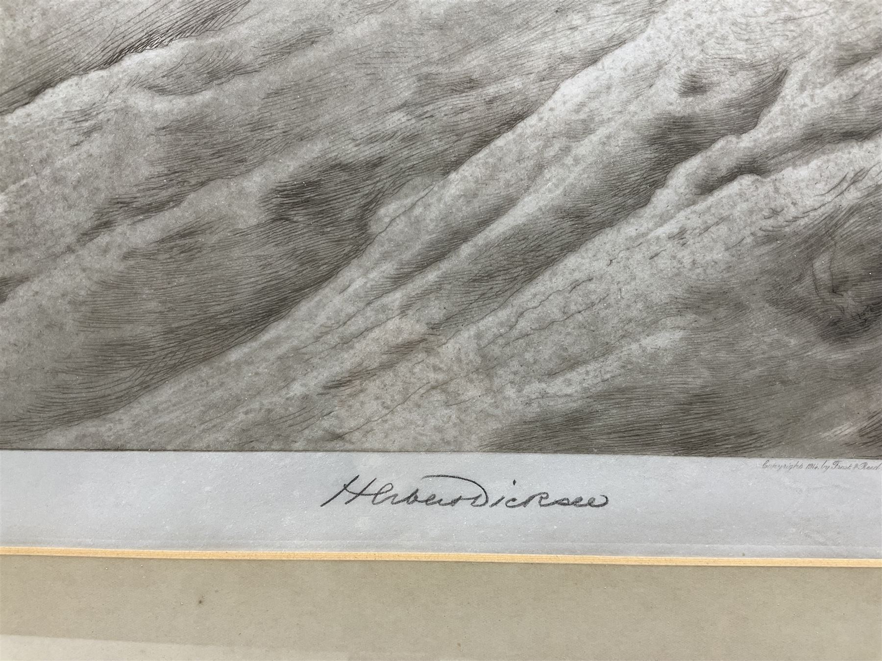 Herbert Thomas Dicksee (English 1862-1942): 'Stealth' - A Leopard, drypoint etching signed in pencil, initialled and dated 1914 in the plate 50cm x 71cm