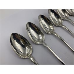 George IV Scottish silver Kings pattern cutlery for six place settings, to include table spoons, table forks, dessert spoons and dessert forks, all engraved with shamrock crest to terminal, hallmarked Robert Gray & Son, Glasgow 1833