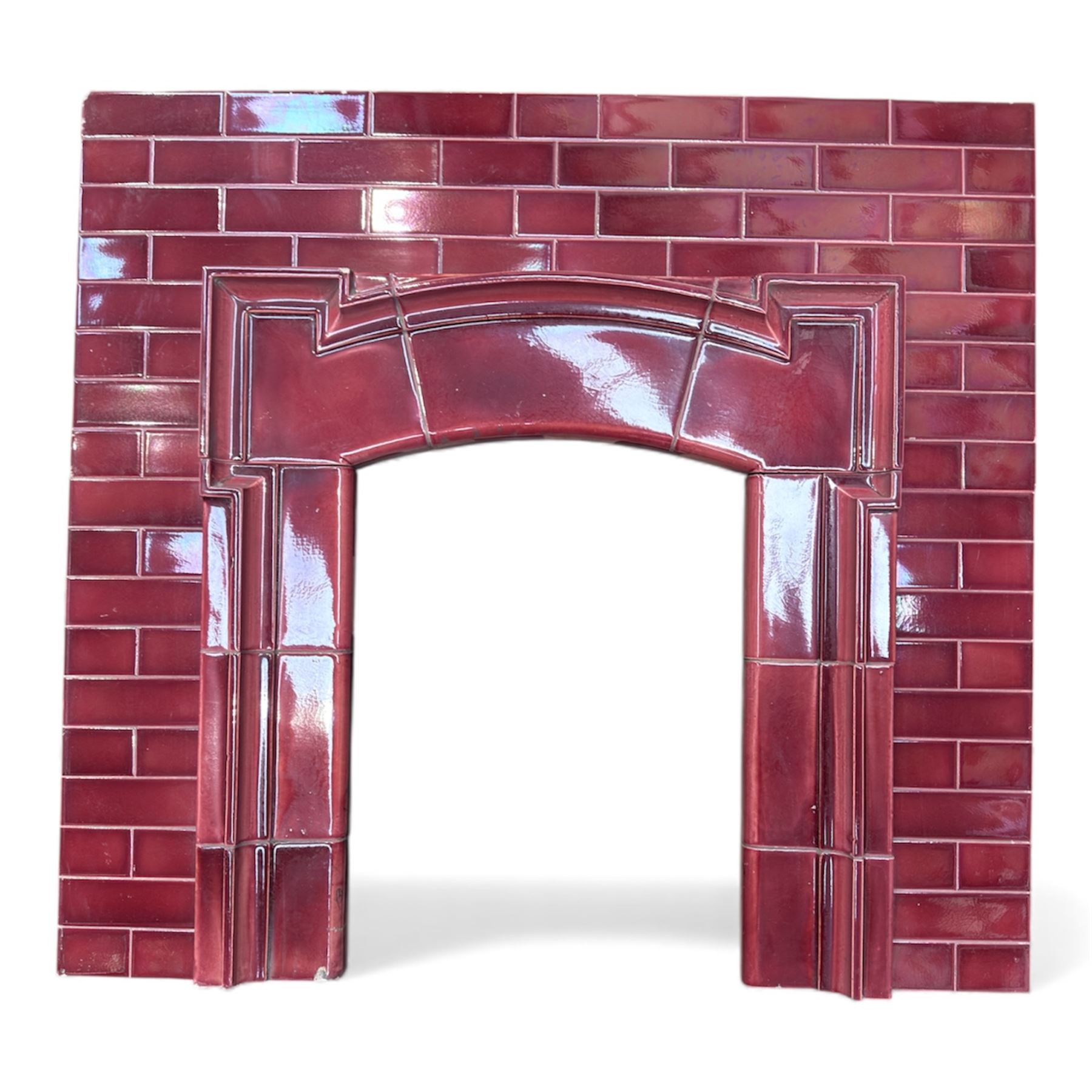 Twentieth century red glazed tile fireplace insert