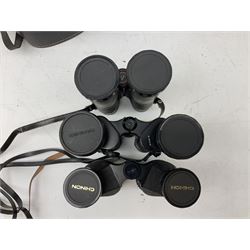 Eleven cased pairs of binoculars to include Summit 8x30,  Concord 8x40, Tasco no. 106 8x - 16x40, Chinon 10x50, Tokina 7x42 Field, Zoom 6x- 12x32 etc