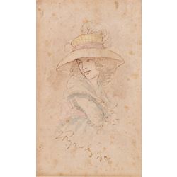 Follower of Joshua Reynolds (British 1723-1792): Studies of Young Women, set of four pen ink and colour wash drawings bearing signature and dated 1759, 20cm x 13cm - 15cm x 9cm (4)