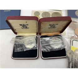 Coins including United Kingdom 1995 two pound coin on card, King George VI 1951 Festival of Britain crown, pre-decimal coinage etc, in one box