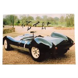 Photographs and other ephemera relating to three vehicles, two owned by Stirling Moss and all restored by Moss' mechanic Don Haldenby, including FiA Historic Vehicle Identity Form for 1958 Lola MK1 Prototype, with photographs of the car being driven in the1950s, FiA Historic Vehicle Identity Form for a 1964 Alfa Romeo owned by Stirling Moss and a copy of a FiA Historic Vehicle Identity Form for 1960 Lola MK1, with a photograph of this car post restoration signed 'To Don Best Regards Stirling Moss'

Notes: These items were gifted by Don Haldenby to the vendor who was a neighbour of his. Don worked for Stirling Moss' father in the 1950s as a mechanic for British Racing Partnership and then looked after Stirling's collection of classic cars. 