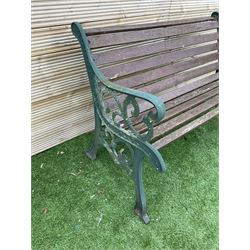 Cast metal and wood slatted garden bench - THIS LOT IS TO BE COLLECTED BY APPOINTMENT FROM DUGGLEBY STORAGE, GREAT HILL, EASTFIELD, SCARBOROUGH, YO11 3TX