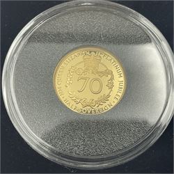 Queen Elizabeth II Alderney 2022 'Platinum Jubilee' gold proof half sovereign coin, cased with certificate