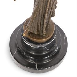 After Demétre Chiparus, Art Deco patinated bronze figure 'Footsteps', modelled as a female dancer with raised arm