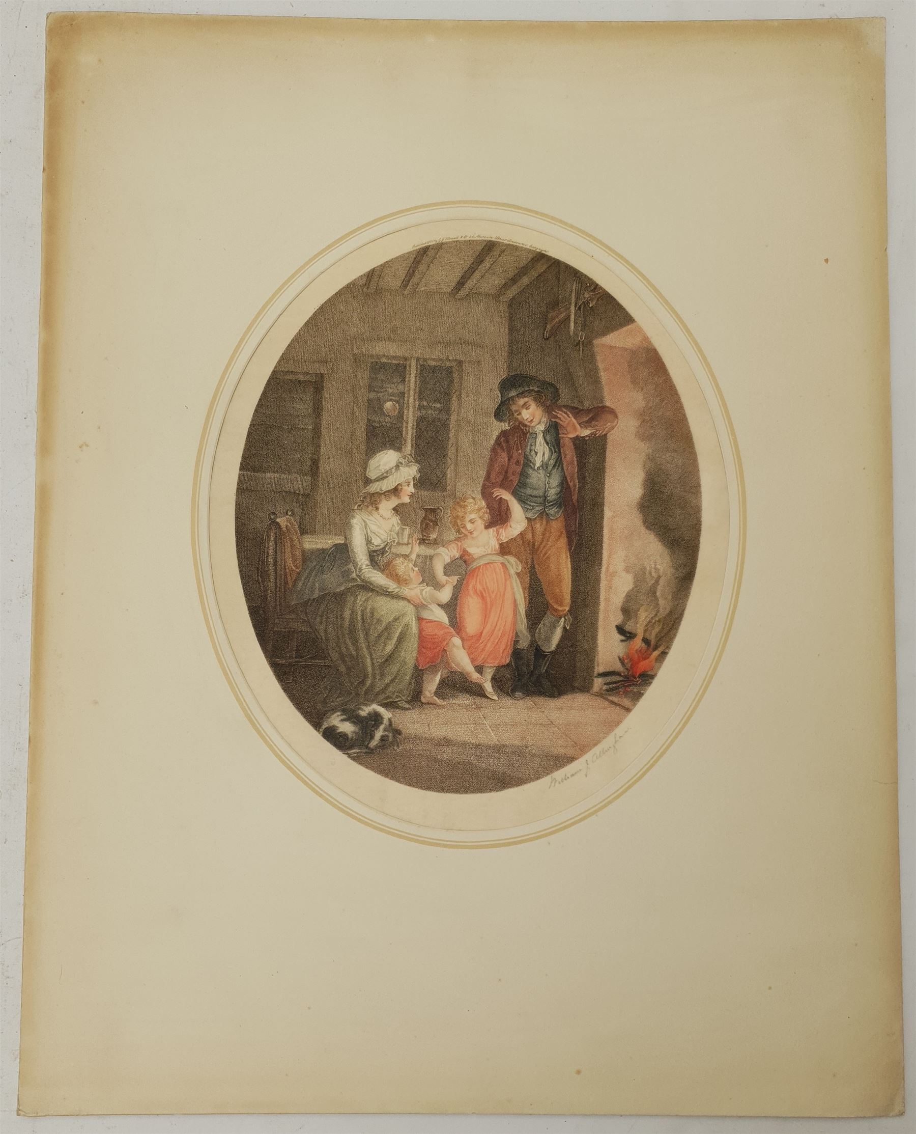 After William Hamilton RA (British 1751-1801): 'Morning Noon Evening and Night', set four colour stipple engravings by William J Allingham signed in pencil 32cm x 27cm (4) (unframed) 
Provenance: pub. GJ Howell, Museum Galleries, London 1919