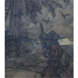 Stephen Baghot de la Bere RI (British 1877-1927): The Witch in the Forest, watercolour signed and dated '20, 30cm x 26cm