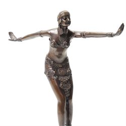 After Chiparus - Bronze Art Deco style  figure 'Phoenician Dancer' with foundry mark on stepped base H41cm