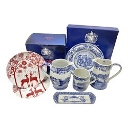 Collection of Spode, including Liverpool jug, mug and wall planter in Italian pattern etc 