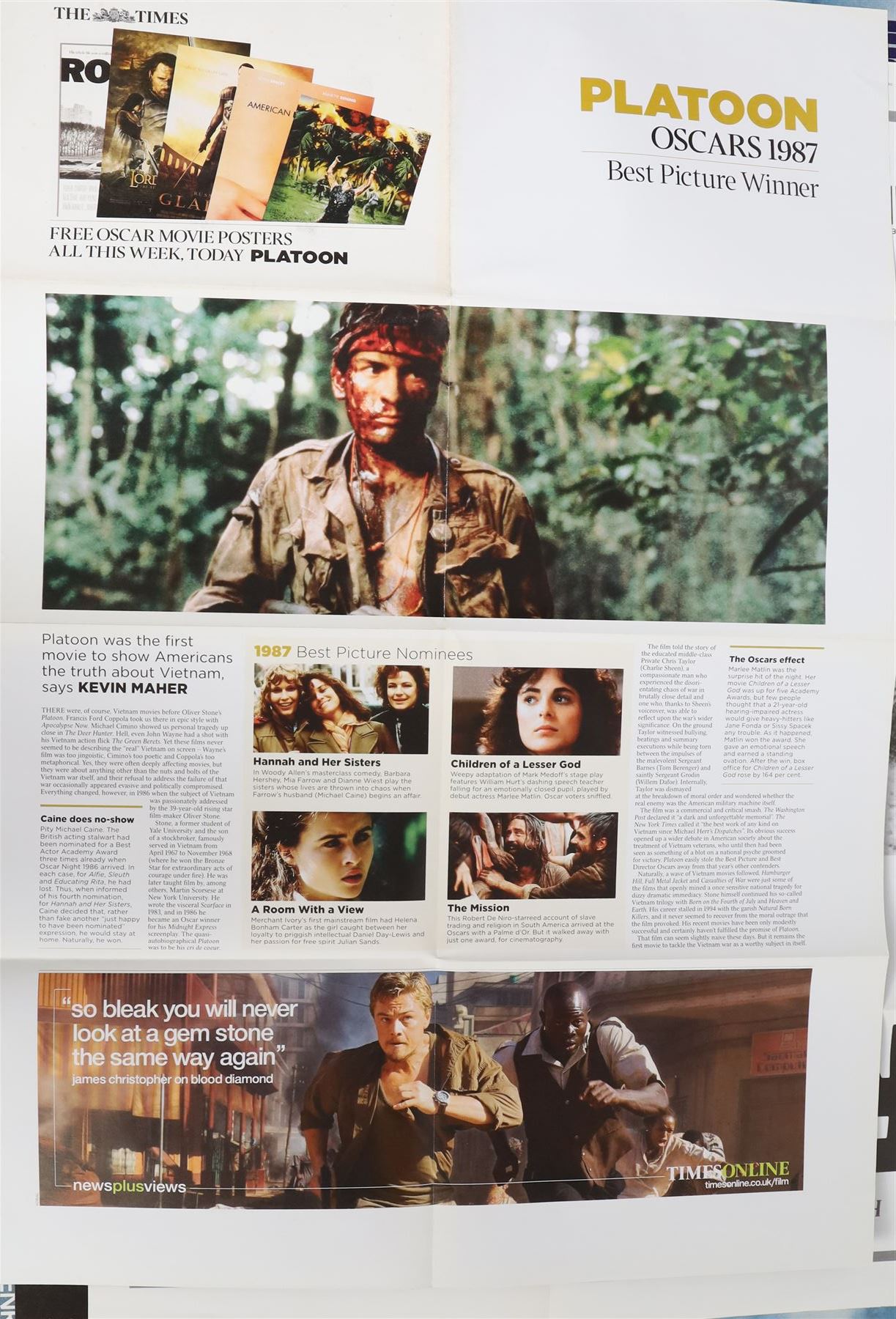 Nine film posters, including Saturn 3, Airplane, Amityville Horror, 10 and five Oscar Winners examples given free with The Times in 2007