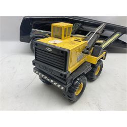Tonka - five large scale steel pressed vehicles comprising Cement Mixer, Car Transporter, Mobile Crane and two Dumper Trucks (5)