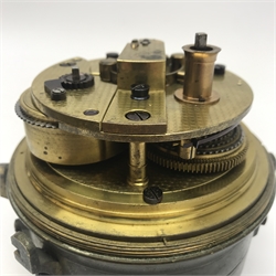 Mid 19th century marine chronometer by 'Cameron, Liverpool', silvered Roman dial, serial no. '1715', four pillar chain fusee movement with detent escapement, engine turned movement plates, dial diameter - 10cm, total diameter - 12.5cm