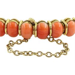 18ct gold oval coral link bracelet