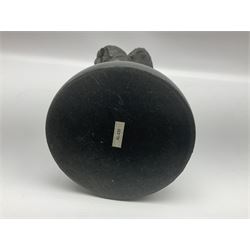 Bronze figure, modelled as an owl upon a rock, on stepped circular base, after Milo, H24.5cm