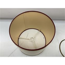 Poole Pottery table lamp in Volcano pattern of cylindrical form, with a cream lampshade, lamp H30cm