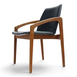 Henning Kjaernulf (1911–1975) for Korup Stolefabrik - Danish mid-century teak framed model 23 chair with black leatherette upholstery