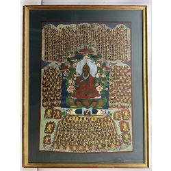 Tibetan School (Early 20th Century): Portrait of Buddha, mixed media on canvas 90cm x 64cm 
